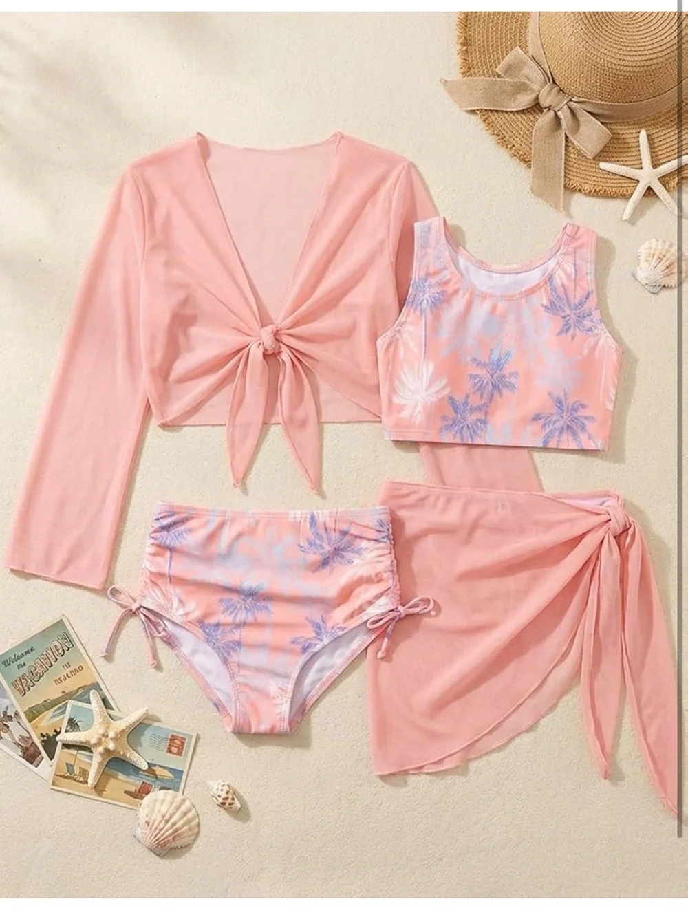 GRACE KARIN Girls Pink Bathing Suit Long Sleeve Rushguard Cute 1113/10
